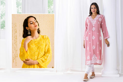 Buy Yellow Kurta And Dupatta Organza & Pants Summer Silk Yoke Set For Women  by Neha Poddar Online at Aza Fashions.